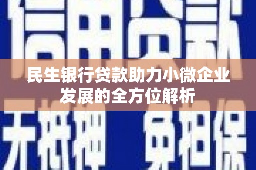 景东民生银行贷款助力小微企业发展的全方位解析