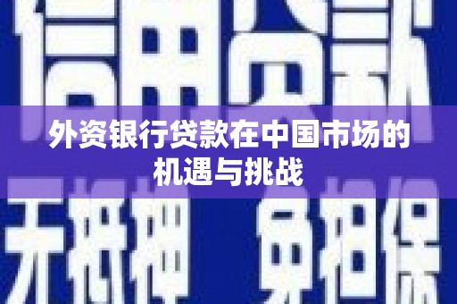 景东外资银行贷款在中国市场的机遇与挑战