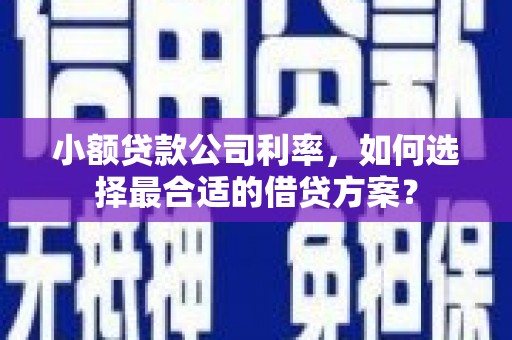 景东小额贷款公司利率，如何选择最合适的借贷方案？