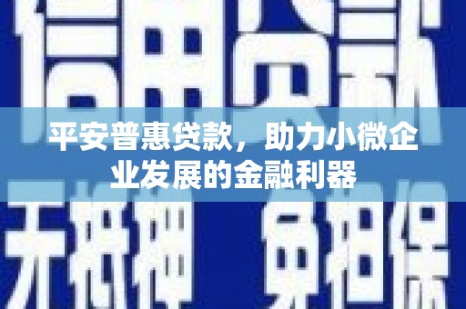景东平安普惠贷款，助力小微企业发展的金融利器